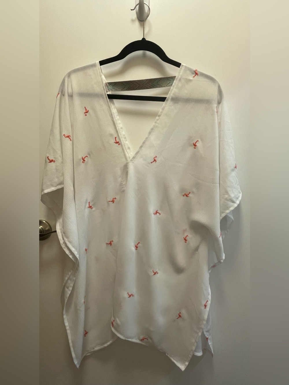 Xhilaration Women’s Flamingo Embroidered Cover-Up / Poncho style